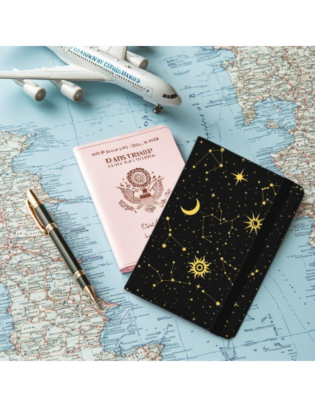 Porta Pasaporte Minimalista Beinkmake Negro Zodiac con Ranuras Porta Pasaporte Minimalista Beinkmake Negro Zodiac con Ranuras