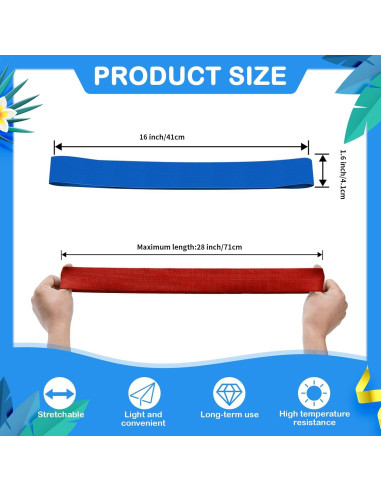 Paquete de 4 bandas para toallas de playa Ychelhr - Azul y Rojo
