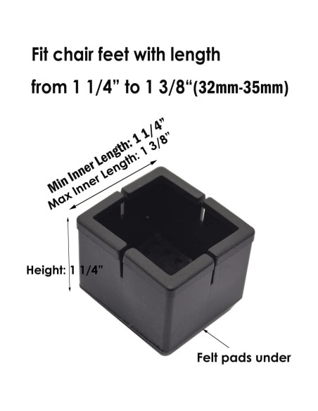 Tapas de patas de silla de silicona con fieltro 16PCS Negro Tapas de patas de silla de silicona con fieltro 16PCS Negro