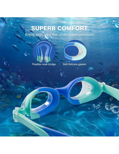 Gafas de natación para niños 6-14 años UV antifog - Paquete de 2