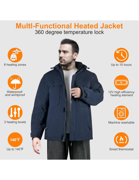 Chaqueta Calefaccionada Recargable para Hombres y Mujeres - APS-B01 Azul Grande Chaqueta Calefaccionada Recargable para Hombres y Mujeres - APS-B01 Azul Grande