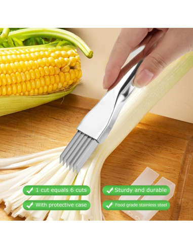 Cortador de Cebollín TLPCRKI 2 Piezas Acero Inoxidable 6 Cuchillas