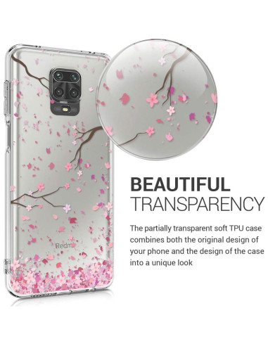 Funda Transparente KW-Mobile para Xiaomi Redmi Note 9S/Pro - Flores de Cerezo