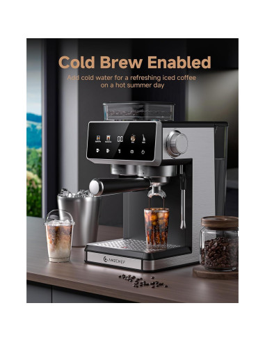 Máquina de Espresso AMZCHEF CM5560 20 Bar con Molinillo 1.8L