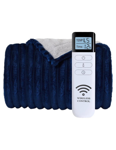 Manta Eléctrica Calentada Xiniusleep 50x60 Azul Marino