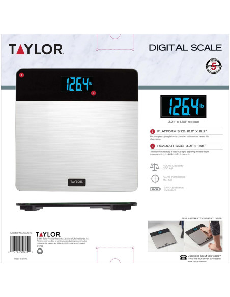 Báscula Digital de Baño Taylor Acero Inoxidable 181 kg Báscula Digital de Baño Taylor Acero Inoxidable 181 kg