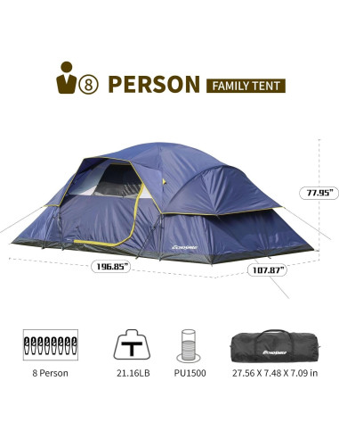Carpa Familiar EchoSmile NYF08 para 10-12 Personas Impermeable