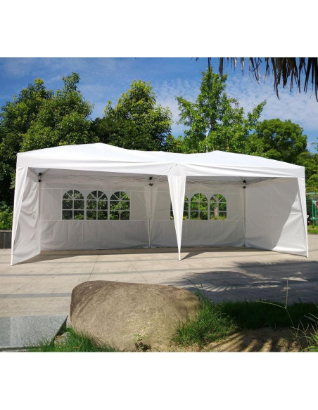 Carpa Plegable VINGLI 10x6 m Blanca, Impermeable y UV Carpa Plegable VINGLI 10x6 m Blanca, Impermeable y UV