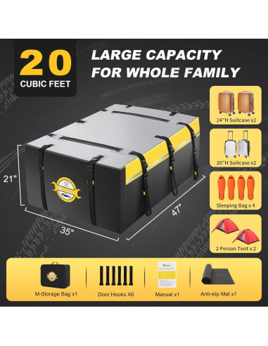 Transportador de Carga en Techo Sailnovo 20 Pies Cúbicos Impermeable