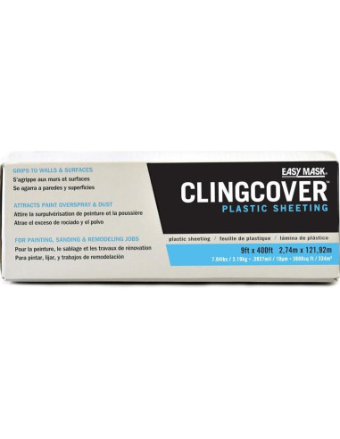 Lámina de Plástico Autoadhesiva Trimaco ClingCover 2.74m x 121.92m