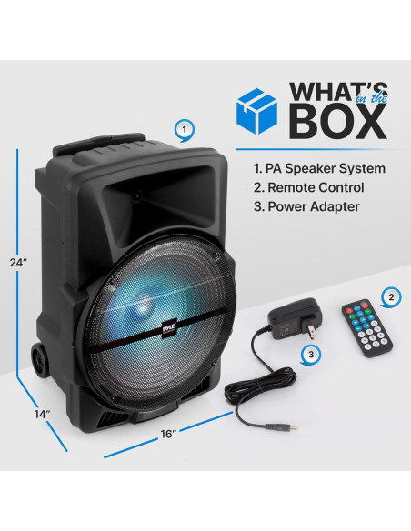 Altavoz PA portátil Pyle 1200W Bluetooth con USB y FM Altavoz PA portátil Pyle 1200W Bluetooth con USB y FM