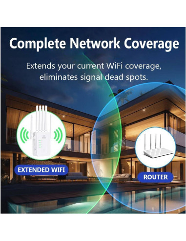 Amplificador WiFi Genérico 1200Mbps Doble Banda 5GHz/2.4GHz