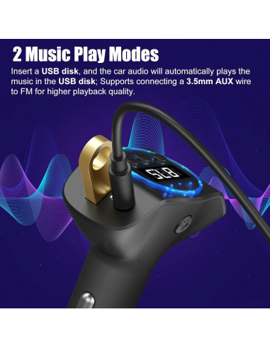 Transmisor FM Bluetooth 5.3 Dongguan C8 con Carga Rápida
