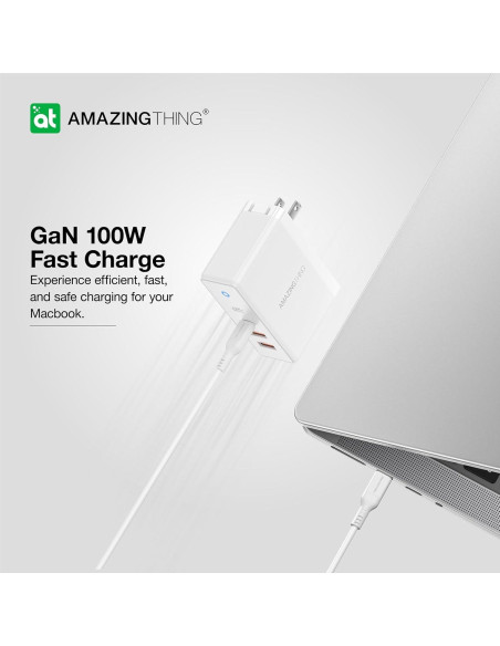 Cargador de pared 100W GaN con 2 USB-C y 2 USB-A blanco Cargador de pared 100W GaN con 2 USB-C y 2 USB-A blanco