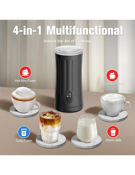 Espumador de Leche Eléctrico Genérico 240ml 4-en-1 Negro Espumador de Leche Eléctrico Genérico 240ml 4-en-1 Negro