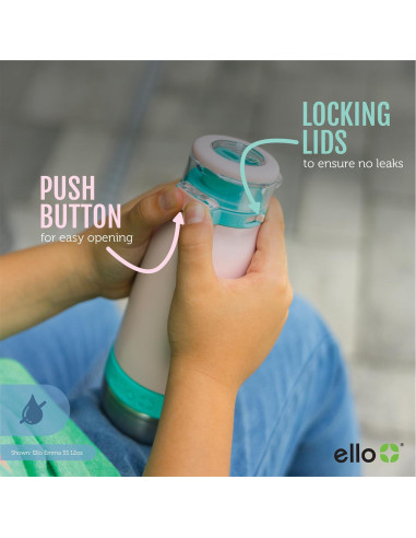 Botella de Agua Infantil Ello Emma 414ml Acero Inoxidable Gris/Verde