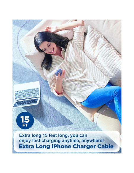 Cable USB C Extra Largo 5m Hcoob - Carga Rápida para iPhone y Samsung Cable USB C Extra Largo 5m Hcoob - Carga Rápida para iPhone y Samsung