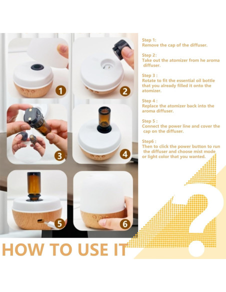 Difusor de Aceite Esencial AGEMANY Sin Agua 3 Velocidades 8h Difusor de Aceite Esencial AGEMANY Sin Agua 3 Velocidades 8h