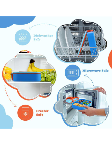 Caja Bento QQKO Azul 1300ml con 5 Compartimentos y Utensilios Caja Bento QQKO Azul 1300ml con 5 Compartimentos y Utensilios