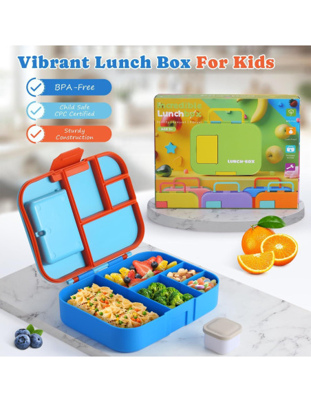 Caja Bento QQKO Azul 1300ml con 5 Compartimentos y Utensilios Caja Bento QQKO Azul 1300ml con 5 Compartimentos y Utensilios