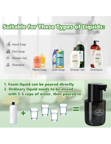 Dispensador Automático de Jabón Espumoso FFZZKJ 400ml Negro