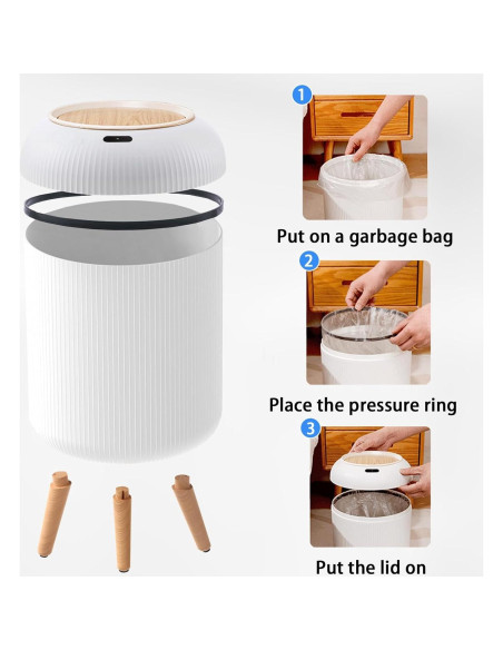 Papelera Automática URALFA 11L con Sensor de Movimiento Blanca Papelera Automática URALFA 11L con Sensor de Movimiento Blanca