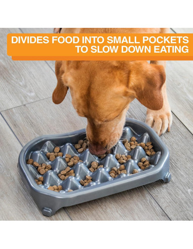 Plato Antiderrame Neater Slow Feeder para Perros 2.5 Tazas Gunmetal