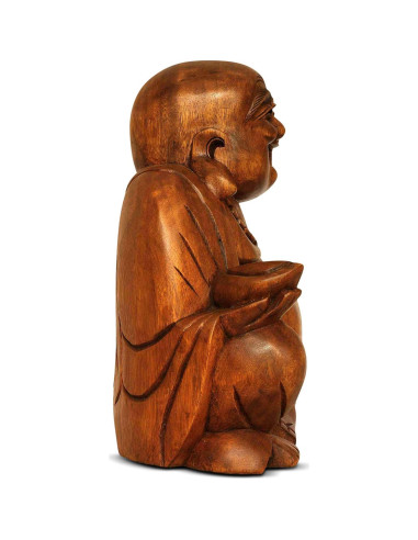 Estatua de Buda Feliz de Madera G6 Collection 20 cm Tallada a Mano