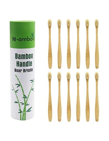 Cepillo de dientes de bambú N-amboo ecológico biodegradable - Paquete de 12
