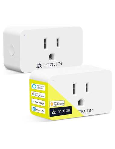 Enchufe Inteligente Minoston Matter 15A, Control Remoto APP, 2 Unidades