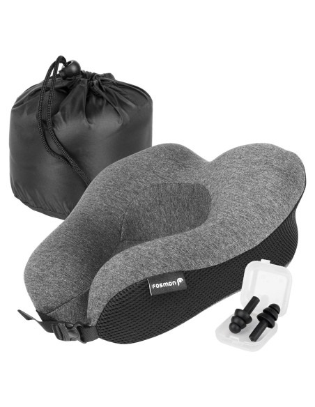 Almohada de Viaje Fosmon Espuma Viscoelástica Ajustable 27x24cm Almohada de Viaje Fosmon Espuma Viscoelástica Ajustable 27x24cm