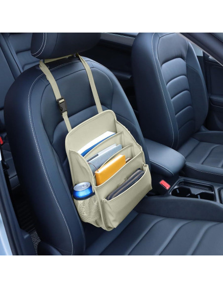 Organizador de Asiento Frontal Viaviat Beige con Soporte para Tazas Organizador de Asiento Frontal Viaviat Beige con Soporte para Tazas