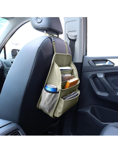 Organizador de Asiento Frontal Viaviat Beige con Soporte para Tazas