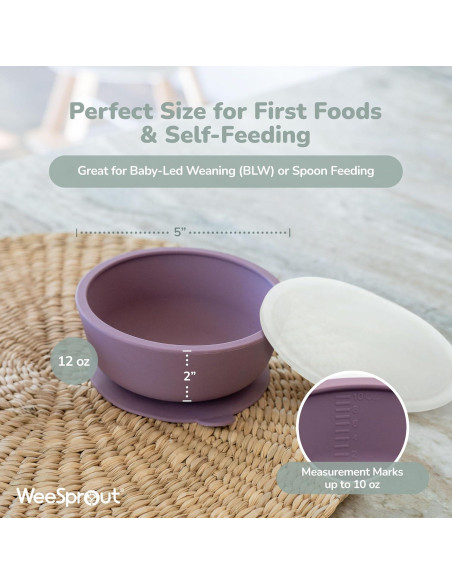 Cuencos de Succión WeeSprout para Bebés - Silicona 12 oz - Juego de 2 Cuencos de Succión WeeSprout para Bebés - Silicona 12 oz - Juego de 2