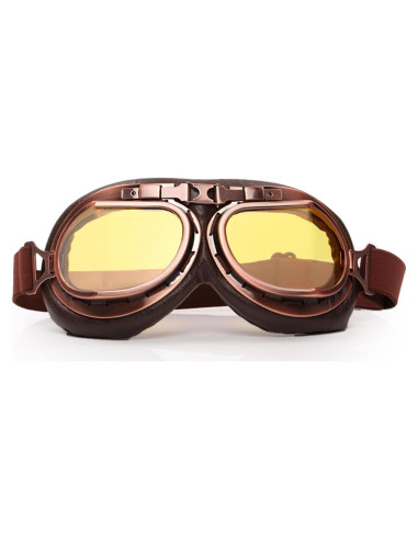 Gafas de Motocicleta Vintage Retro Cuero Steam Punk Amarillo
