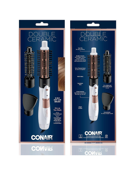 Cepillo de Aire Caliente Conair 1000W Doble Cerámica 3 en 1 Cepillo de Aire Caliente Conair 1000W Doble Cerámica 3 en 1