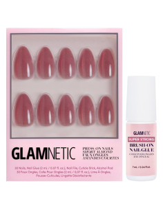 Kit de Uñas Postizas Glamnetic Rosadas Cortas Almendra 30 Uñas