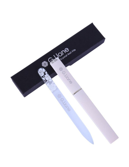 Lima de Uñas de Cristal G.Liane Doble Cara 14cm Rosa Blanco Lima de Uñas de Cristal G.Liane Doble Cara 14cm Rosa Blanco