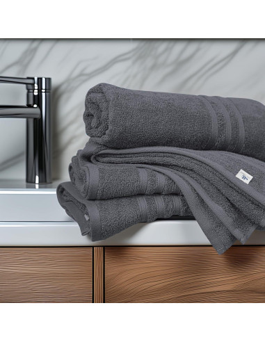 Juego de 4 Toallas de Baño Tens, 100% Algodón, 68.5 x 137 cm, Gris