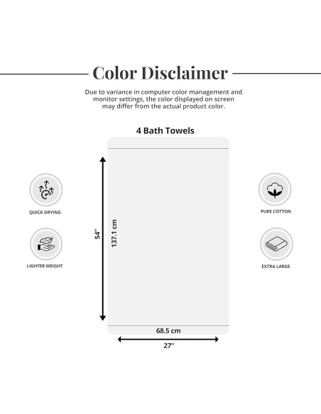 Juego de 4 Toallas de Baño Tens, 100% Algodón, 68.5 x 137 cm, Gris Juego de 4 Toallas de Baño Tens, 100% Algodón, 68.5 x 137 cm, Gris