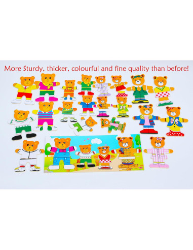 Rompecabezas de Madera TOWO Vestir a la Familia de Osos 72 Piezas