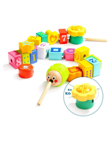 Perlas de Enhebrar de Madera TOP BRIGHT para Niños 2 Años