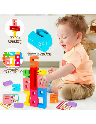 Bloques de Construcción Montessori de Números de Madera 1-10