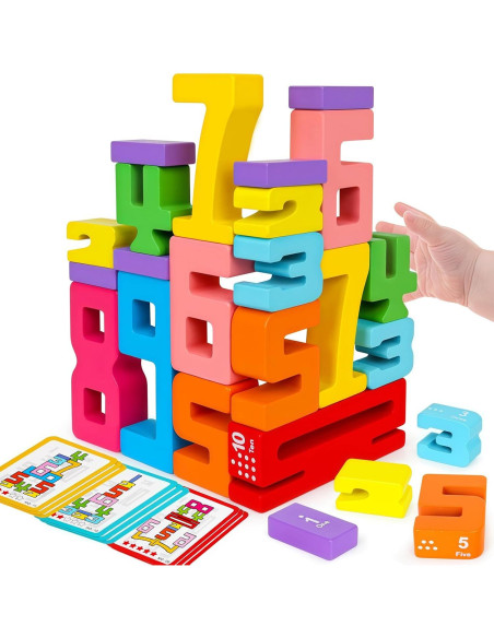 Bloques de Construcción Montessori de Números de Madera 1-10 Bloques de Construcción Montessori de Números de Madera 1-10