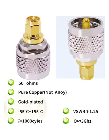 Adaptador Coaxial SMA Macho a UHF Macho CNARIO 2PCS