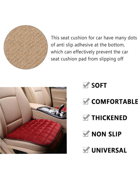 Cojines de Asiento de Coche Carleef 2 Piezas Felpa Rojo Cojines de Asiento de Coche Carleef 2 Piezas Felpa Rojo
