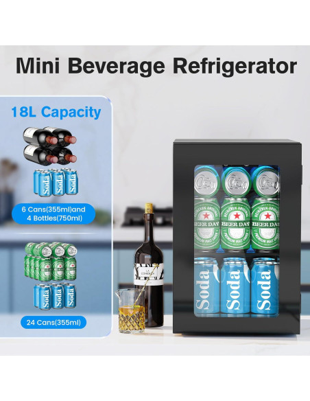 Mini Refrigerador de Bebidas Electactic 18L Control Digital Negro Mini Refrigerador de Bebidas Electactic 18L Control Digital Negro