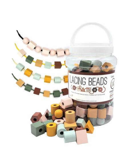Cuentas de Madera LMC Products 125 Piezas para Niños 3+ Años Cuentas de Madera LMC Products 125 Piezas para Niños 3+ Años