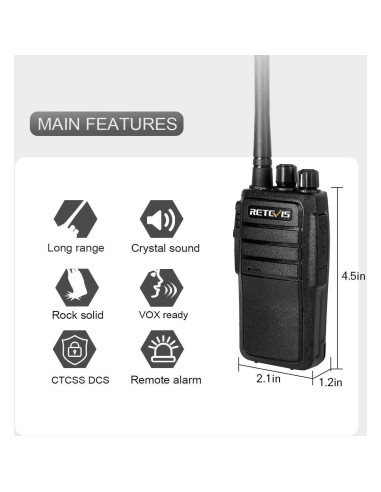 Retevis RT21 Walkie Talkies Recargables 10 Unidades 1100mAh