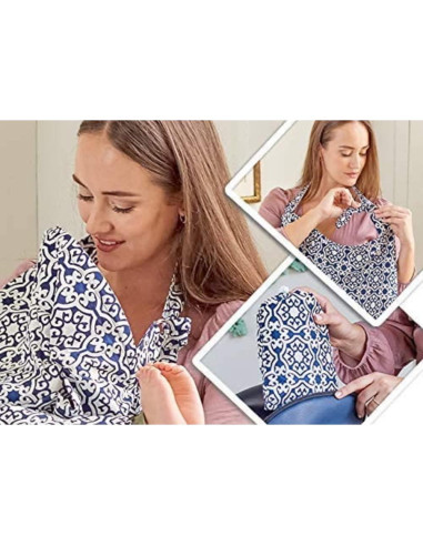 Delantal de Lactancia Maddie Moo con Paños de Eructo, Azul